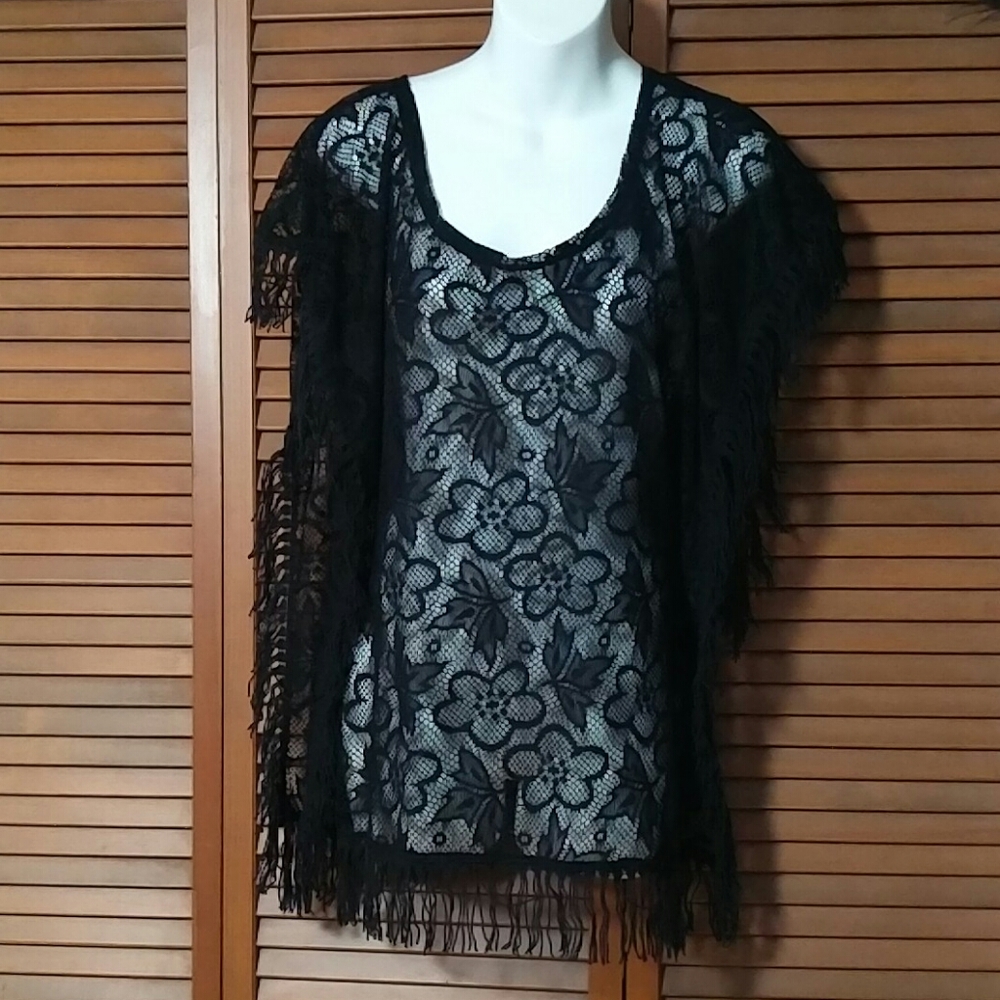 Fun fringed floral lace cover up
